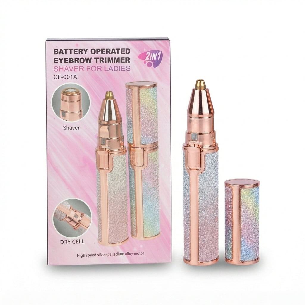 2-in-1 Battery Operated Eyebrow Trimmer & Facial Hair Shaver for Women – CF-001A