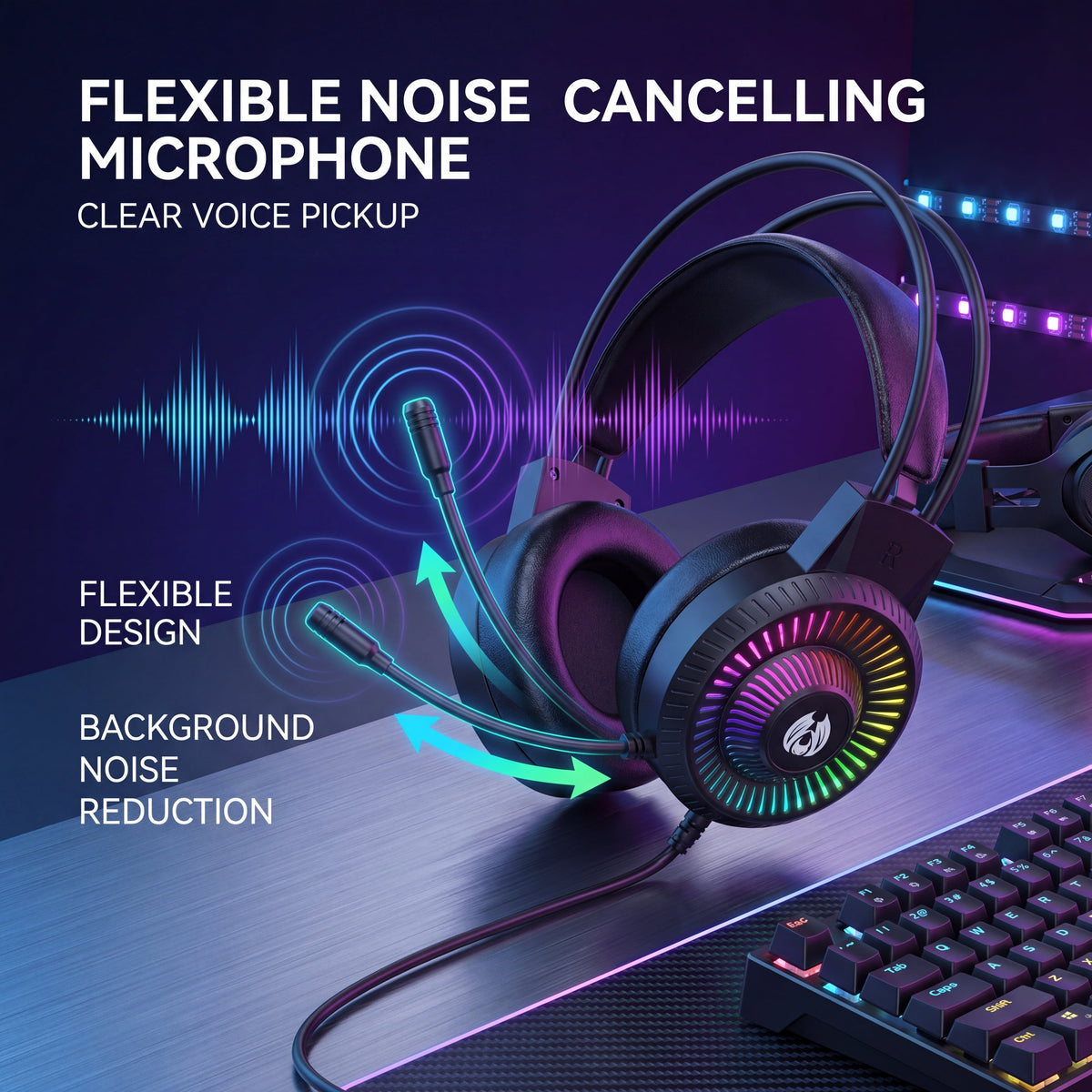 G900 RGB Gaming Headset with Noise Cancelling Mic & 50mm Stereo Drivers
