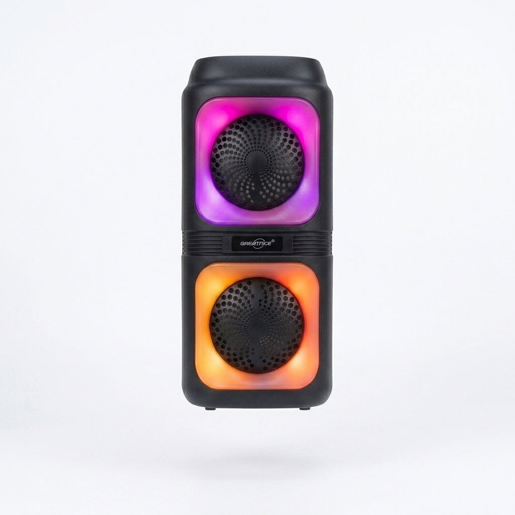 GTS Portable Wireless Bluetooth Karaoke Speaker with Wired Microphone | RGB LED Party Box | FM Radio | USB | TF Card | TWS | Rechargeable Bass Speaker