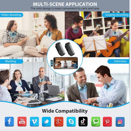 J13 Type-C Dual Wireless Lavalier Microphone with Charging Case Noise Reduction Mic for Vlogging