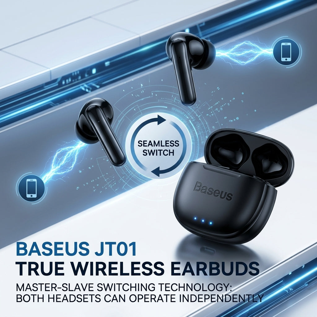 Baseus JT01 ANC Wireless Earbuds Bluetooth 5.2 Noise Cancelling Earphones