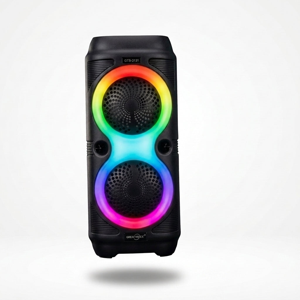 GTS Portable Wireless Bluetooth Karaoke Speaker with Wired Microphone | RGB LED Party Box | FM Radio | USB | TF Card | TWS | Rechargeable Bass Speaker