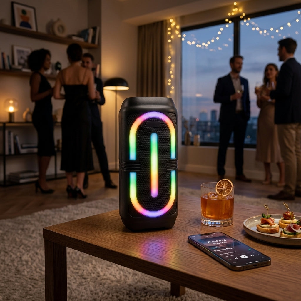GTS Portable Wireless Bluetooth Karaoke Speaker with Wired Microphone | RGB LED Party Box | FM Radio | USB | TF Card | TWS | Rechargeable Bass Speaker
