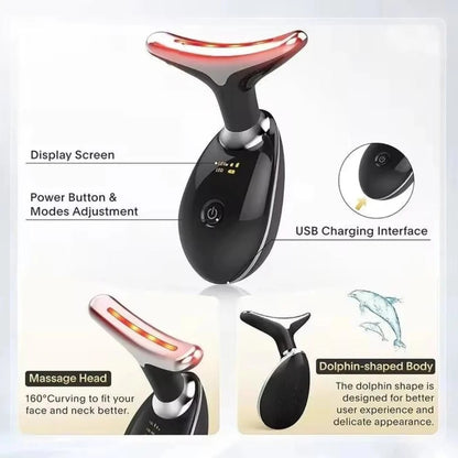 MGE-009 Electric Face & Neck Massager – LED Light Therapy Anti-Aging Skin Tool