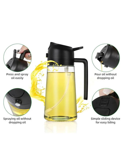 2-in-1 Sprayable & Pourable Glass Oil Bottle – Kitchen Oil Dispenser with Spray Nozzle