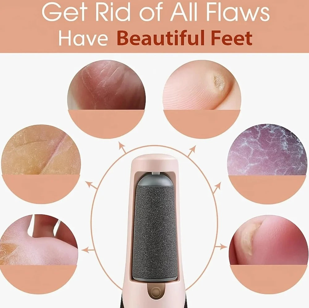 Pretty Girl Flawless Pedi Electronic Pedicure Tool – Rechargeable Foot File with 2 Roller Heads