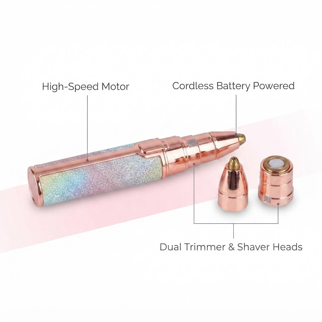 2-in-1 Battery Operated Eyebrow Trimmer & Facial Hair Shaver for Women – CF-001A