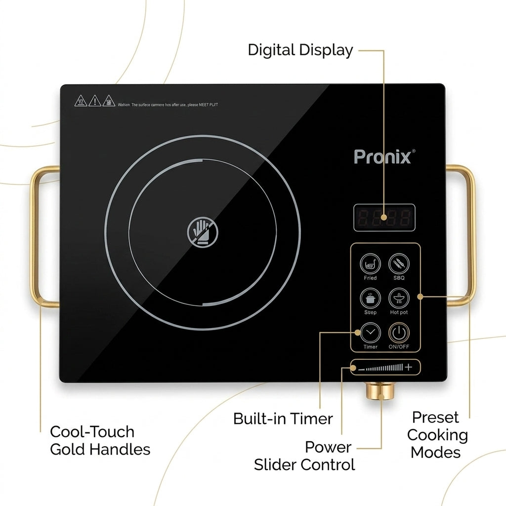 Pronix Ceramic Infrared Hot Plate Cooktop – Digital Electric Stove with Preset Cooking Functions
