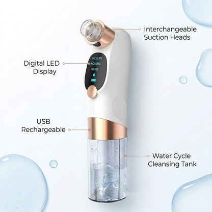 Electric Pore Vacuum Blackhead & Whitehead Remover with Water Cycle Cleansing – Rechargeable Facial Cleanser