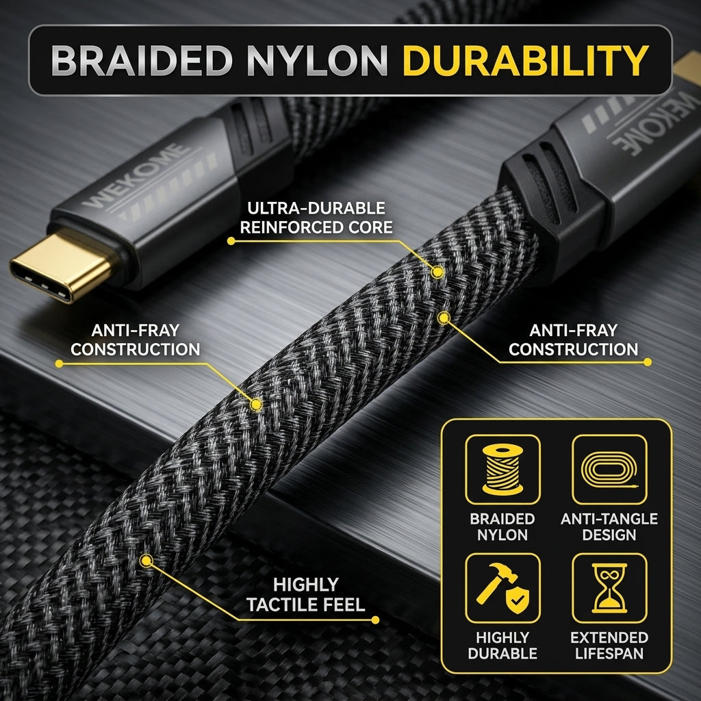 WEKOME PD 100W Braided USB-C to USB-C Fast Charging Cable
