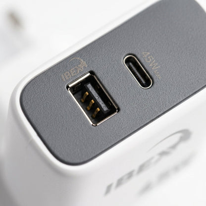 IBEX-06 45W Fast Charger Dual Port (USB-A + USB-C) with 1M Type-C Cable