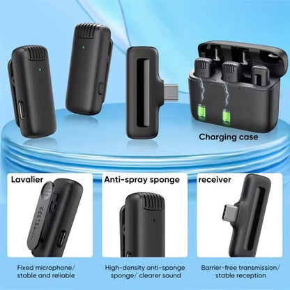J13 Type-C Dual Wireless Lavalier Microphone with Charging Case Noise Reduction Mic for Vlogging