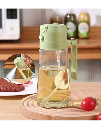 2-in-1 Sprayable & Pourable Glass Oil Bottle – Kitchen Oil Dispenser with Spray Nozzle