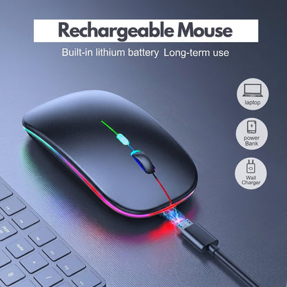 (Anxin) HP W10 Wireless Rechargeable RGB Gaming Mouse+Free Mouse Pad Gift – Silent Click Ultra Slim Adjustable DPI Mouse