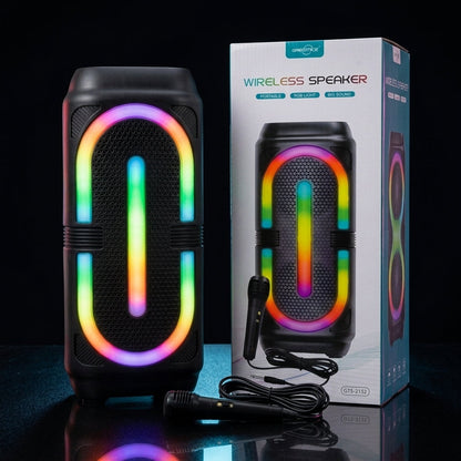 GTS Portable Wireless Bluetooth Karaoke Speaker with Wired Microphone | RGB LED Party Box | FM Radio | USB | TF Card | TWS | Rechargeable Bass Speaker