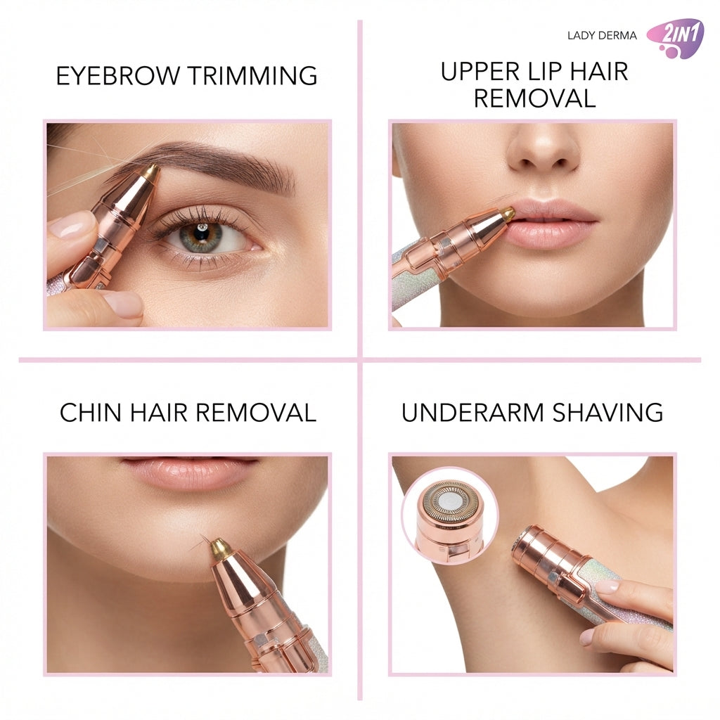 2-in-1 Battery Operated Eyebrow Trimmer & Facial Hair Shaver for Women – CF-001A