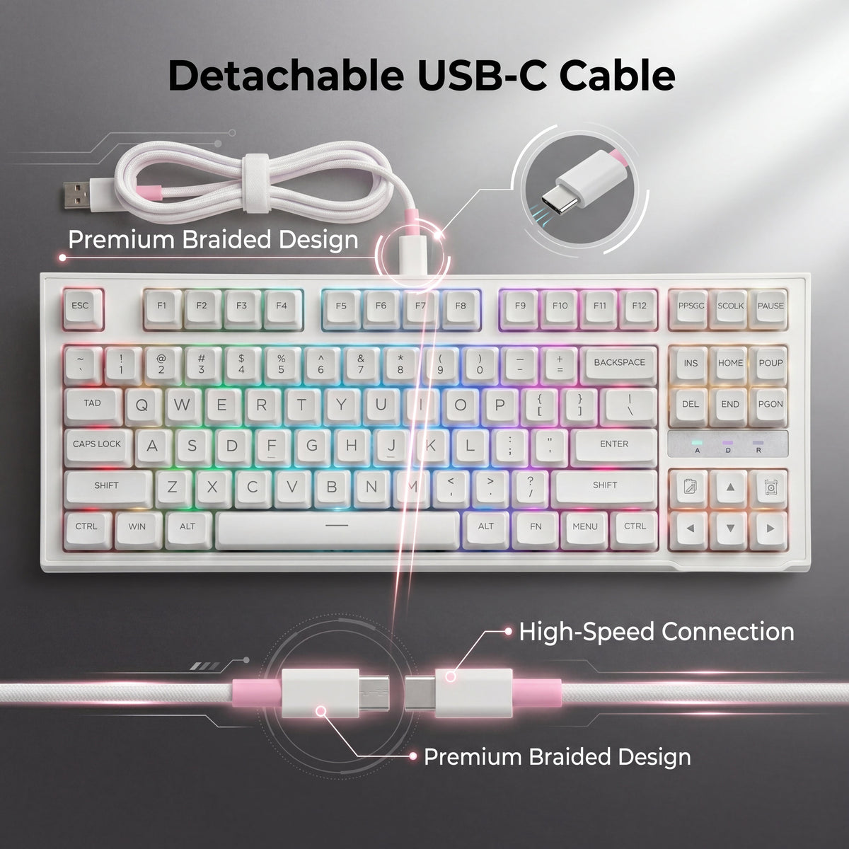 Langyan RGB Mechanical Gaming Keyboard TKL Wired USB-C RGB Backlit Keyboard