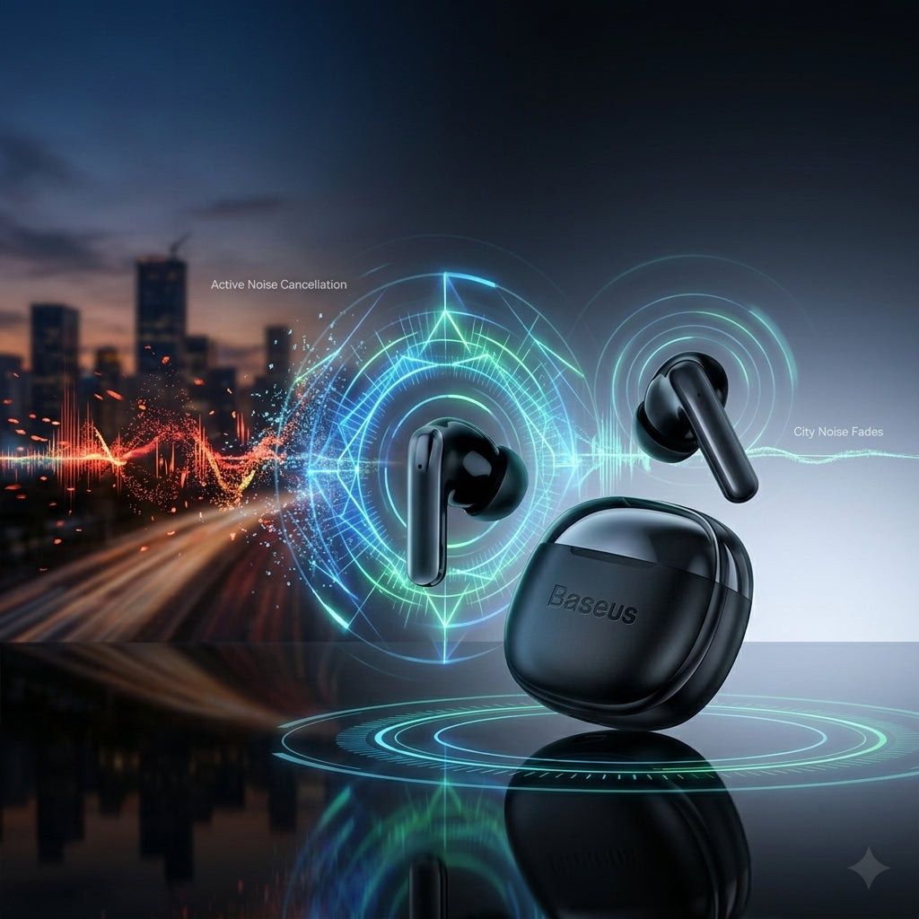 Baseus JT01 ANC Wireless Earbuds Bluetooth 5.2 Noise Cancelling Earphones