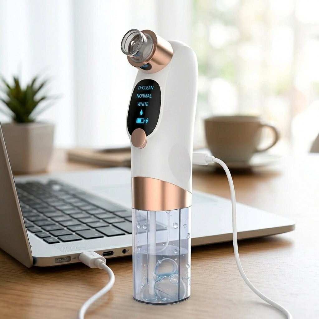 Electric Pore Vacuum Blackhead & Whitehead Remover with Water Cycle Cleansing – Rechargeable Facial Cleanser