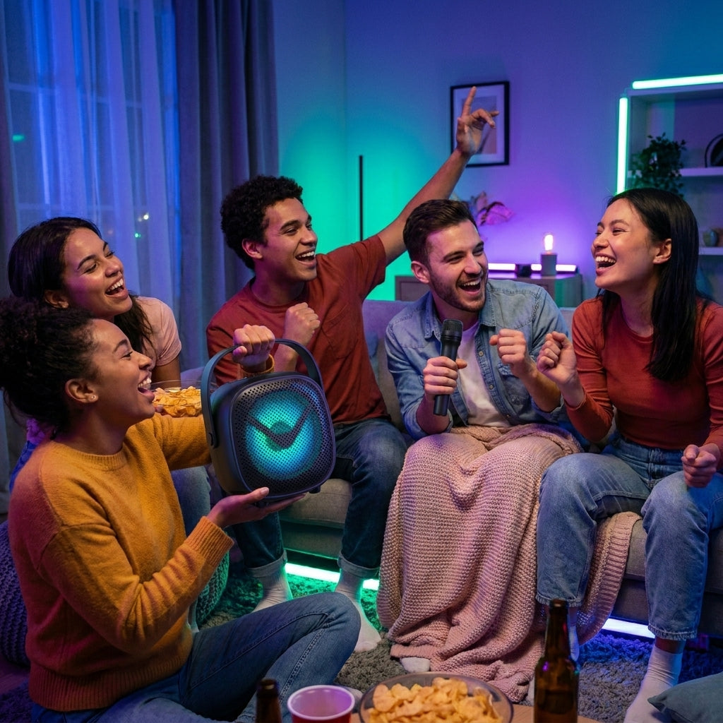 GTS 2008 Wireless Bluetooth Karaoke Speaker with Voice Changer Mic | Portable RGB Party Speaker
