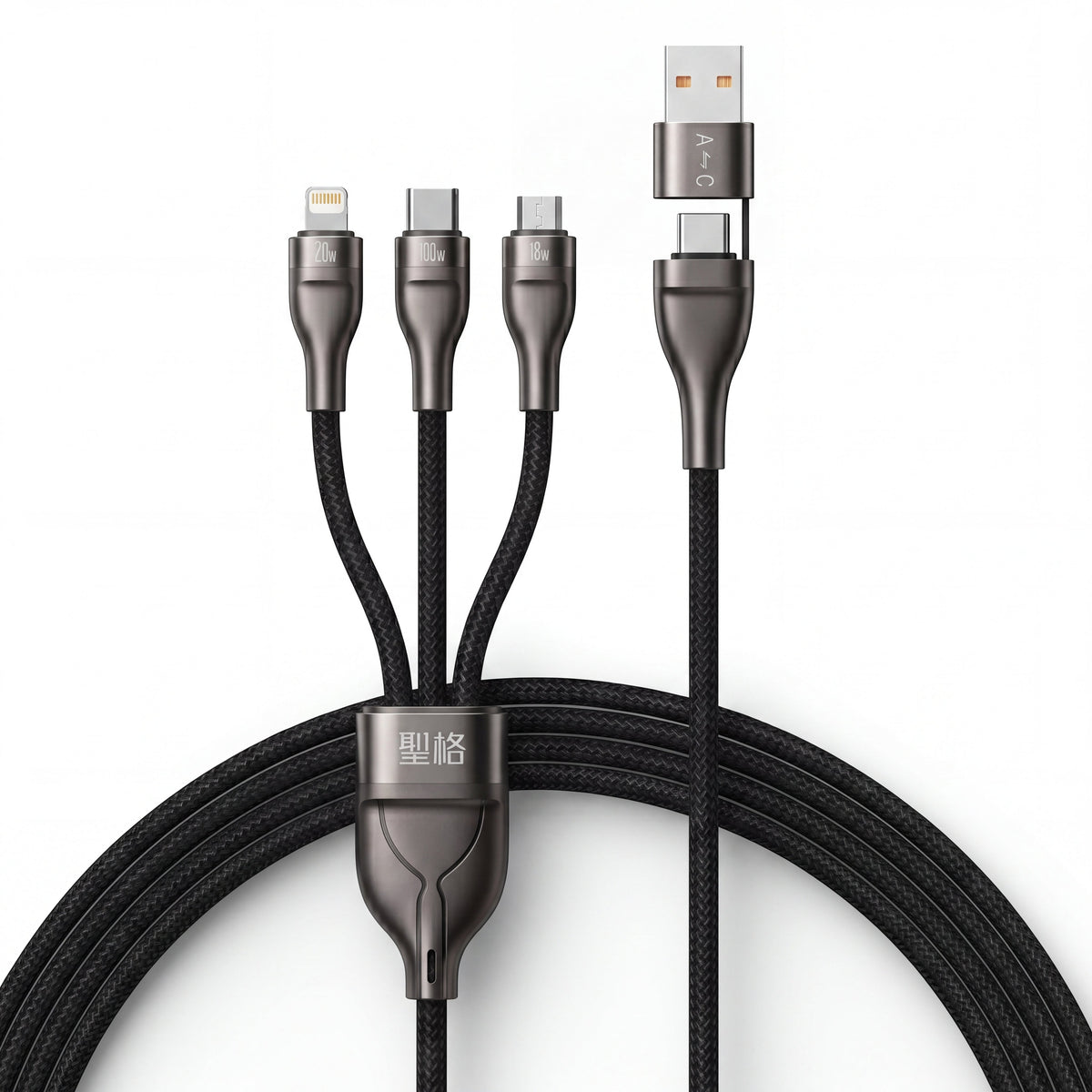 Flash Series II 3 in 2 100W Fast Charging Cable USB-C Lightning Micro USB