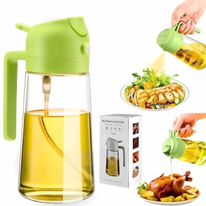 2-in-1 Sprayable & Pourable Glass Oil Bottle – Kitchen Oil Dispenser with Spray Nozzle