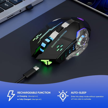 RGB Gaming Mouse V6 Wireless LED Backlit 3200 DPI Ergonomic Gaming Mouse for PC Laptop
