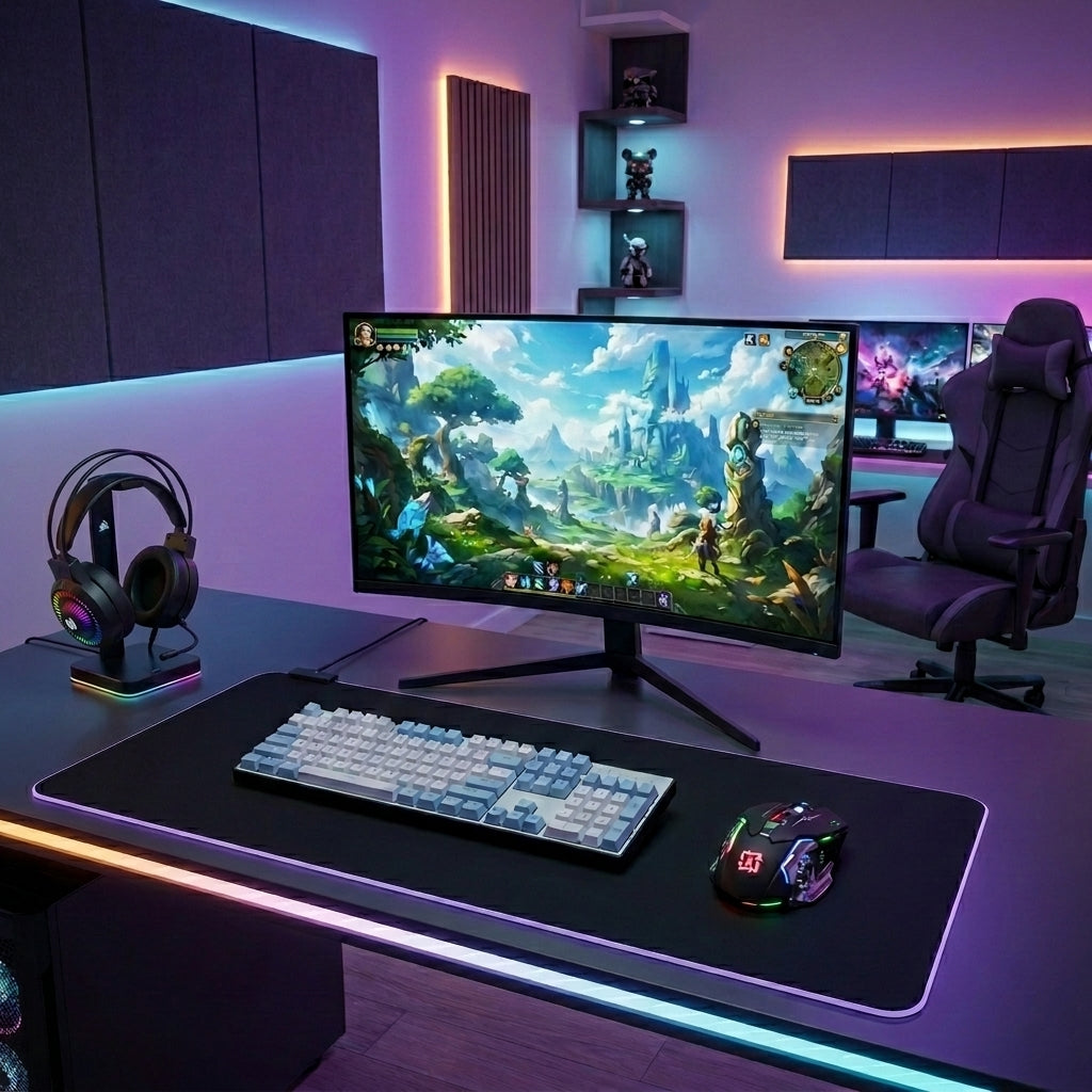LUMO LM2104 Mechanical Gaming Keyboard RGB Back-lit USB Wired Keyboard for PC & Laptop Gamers