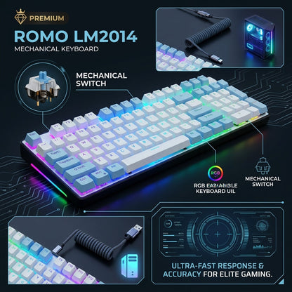 LUMO LM2104 Mechanical Gaming Keyboard RGB Back-lit USB Wired Keyboard for PC & Laptop Gamers