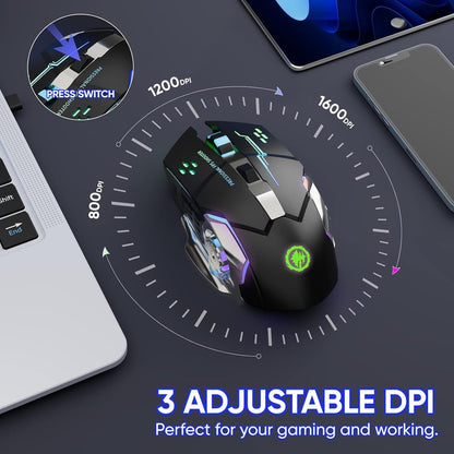 RGB Gaming Mouse V6 Wireless LED Backlit 3200 DPI Ergonomic Gaming Mouse for PC Laptop