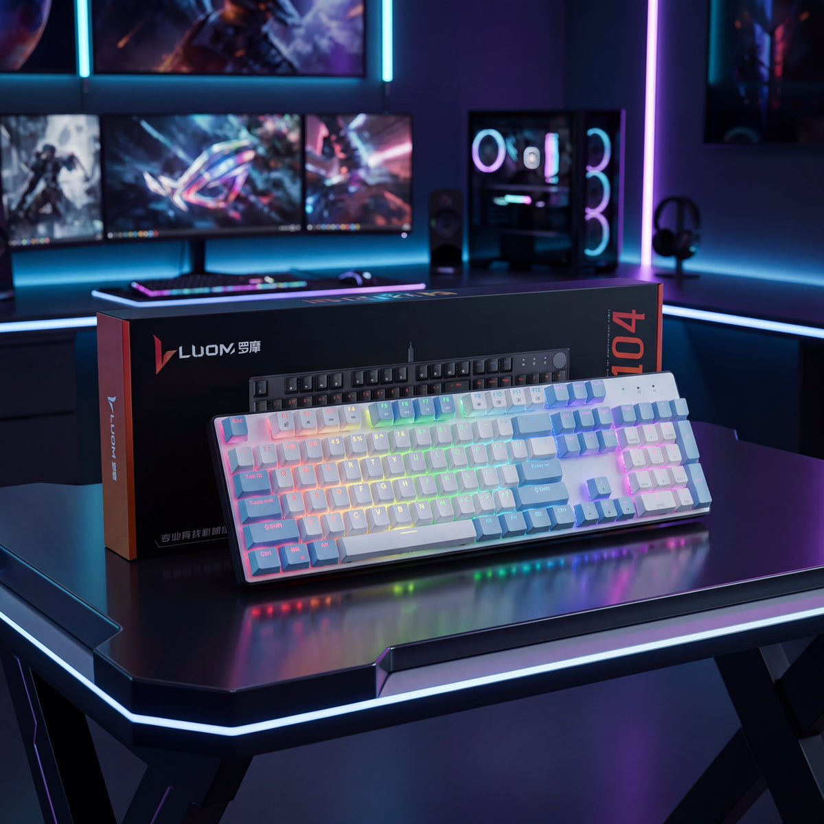 LUMO LM2104 Mechanical Gaming Keyboard RGB Back-lit USB Wired Keyboard for PC & Laptop Gamers
