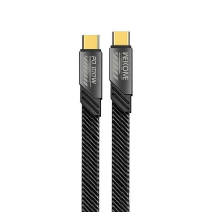 A black braided HDMI cable with gold-plated USB-C connectors on both ends, featuring a gray protective sleeve with the brand name 'MEIKONE' and 'PD 100W' printed on it, set against a plain white background.
